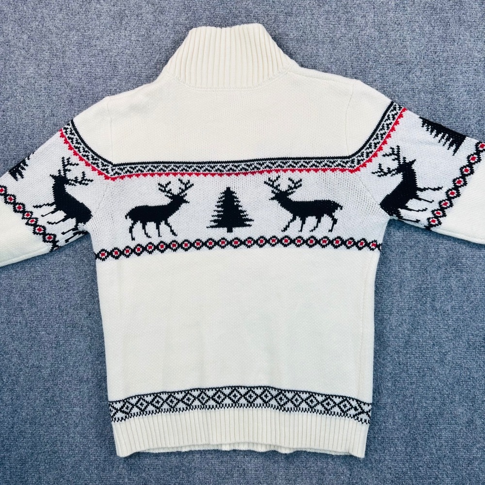 Coofandy Men's L Christmas Sweater Reindeer Tree Fair Isle Shawl Collar Pullover - Picture 3 of 11